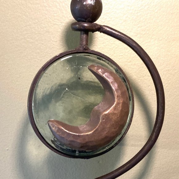 VTG Crescent Moon Glass and Metal  Candle Holder - Picture 5 of 9